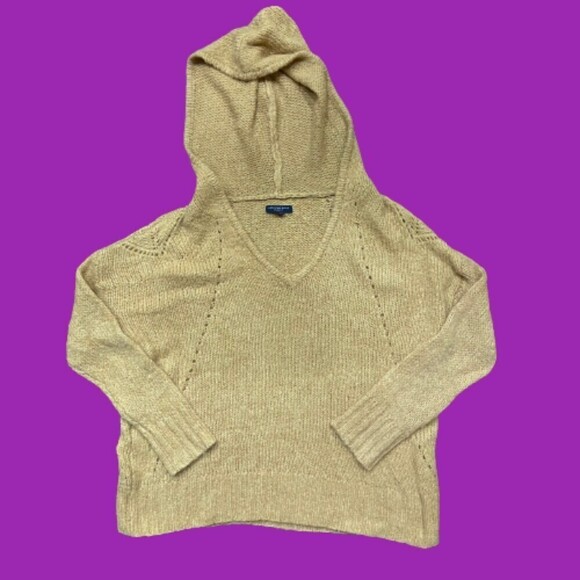 American Eagle Jeggin Fit Brown Tan Hooded Sweater Women's Size Medium - Picture 1 of 9
